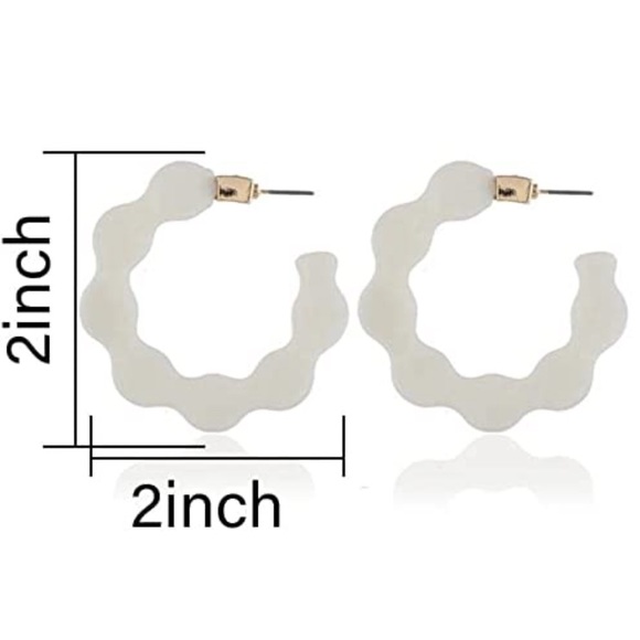 SOLD White Acrylic Circle Earrings - Picture 2 of 4